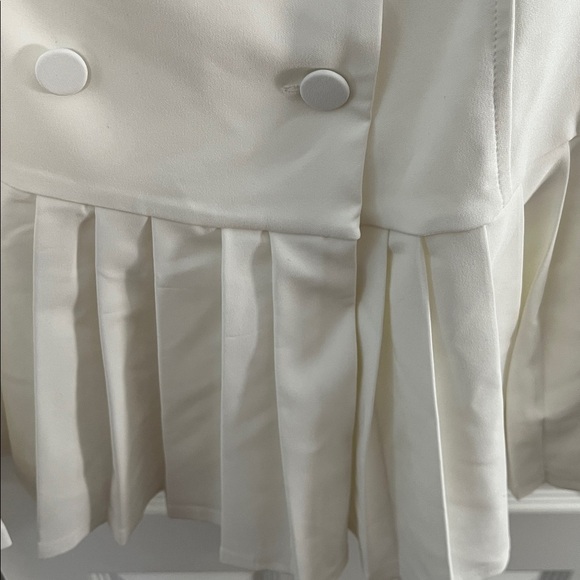 Lulus Posh Vision White Sleeveless Blazer Pleated Mini Dress Size XL - Picture 7 of 9